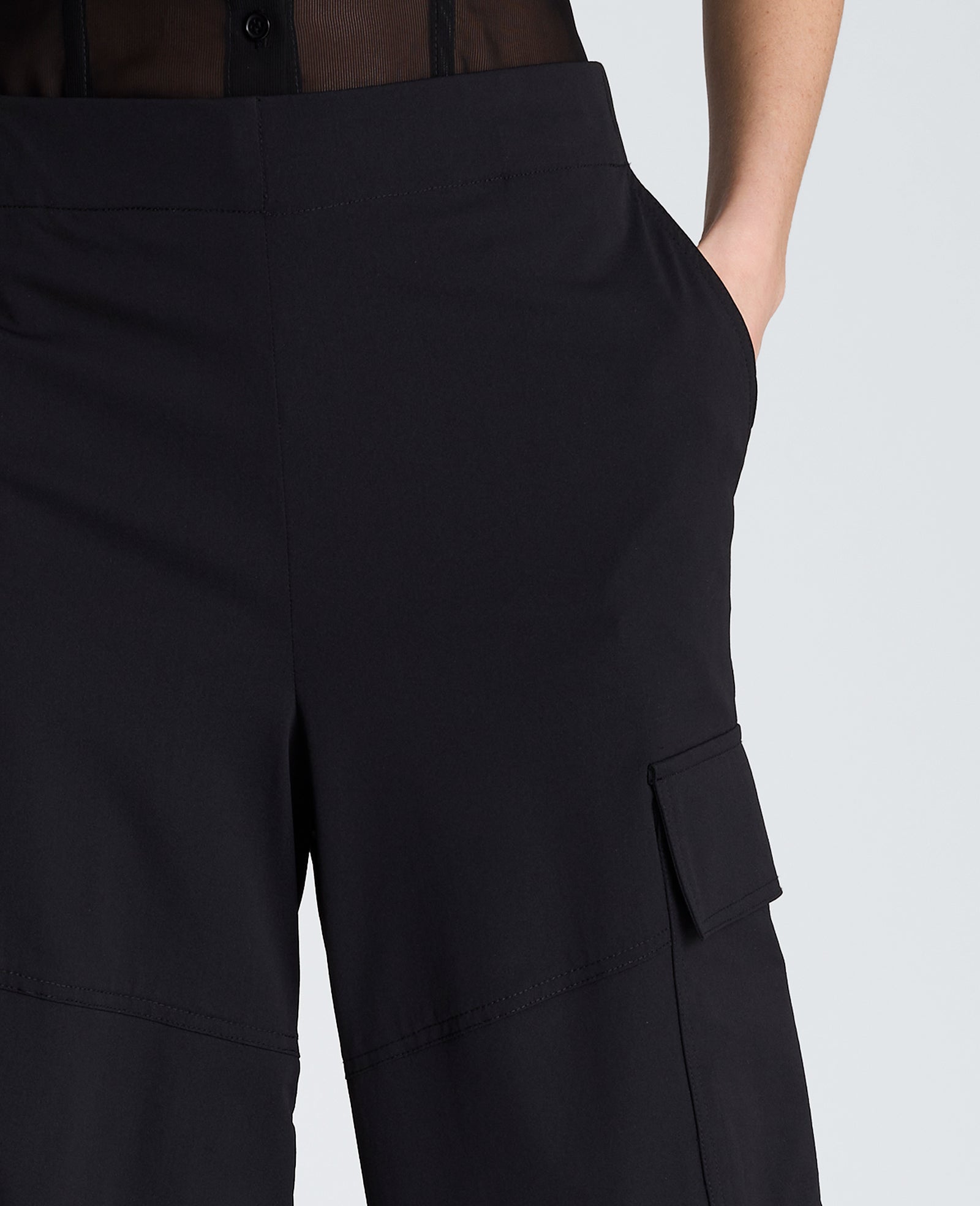 Kenneth Cole Reaction Clothing Pull On Barrel Leg Pant with Cargo Pockets pantaloni neri