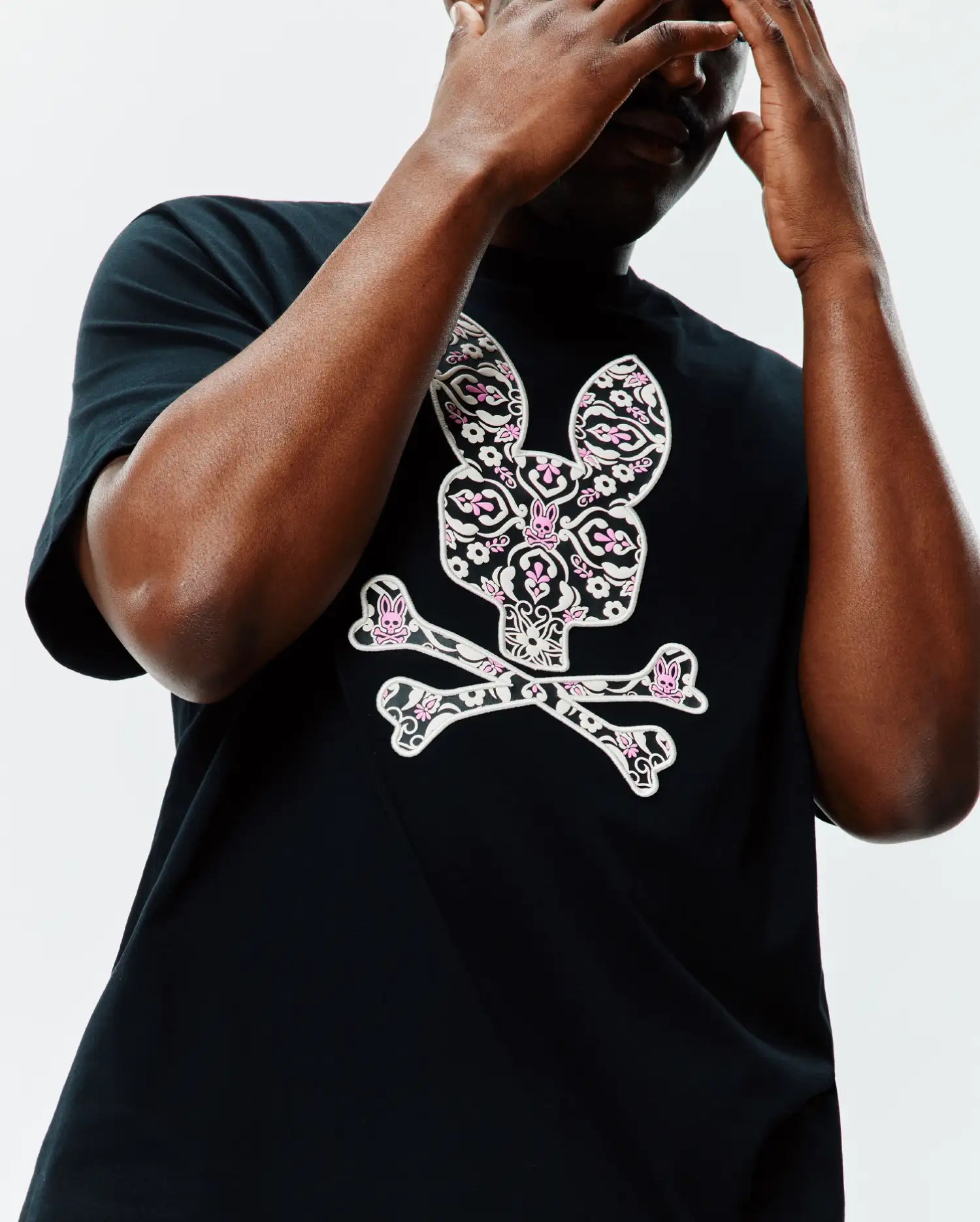 Psycho Bunny Big & Tall LUKE BT0200046 t-shirt nera taglie forti in cotone Pima