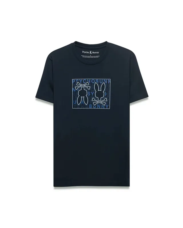 Psycho Bunny Men's Tees Gold Coast Pima Cotton Graphic Tee maglietta blu in cotone Pima
