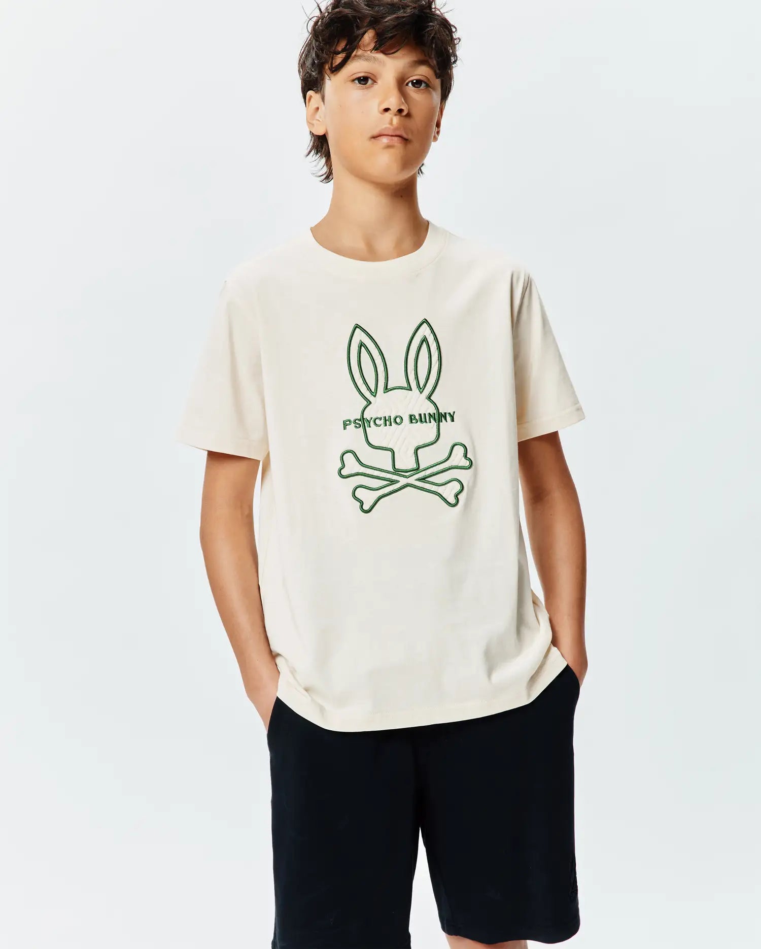 Psycho Bunny Kids Tees Craig Graphic Tee T-shirt bianca in Pima