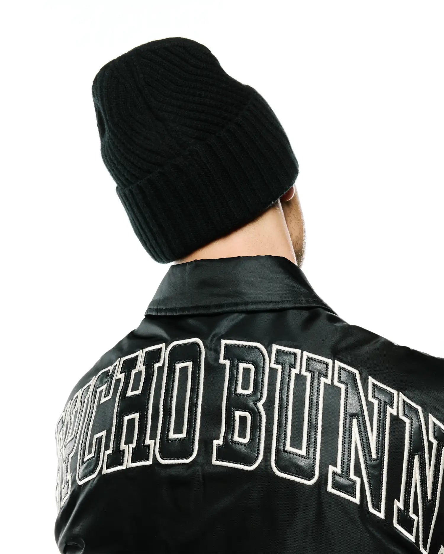 Psycho Bunny Accessories Brogan Merino Beanie berretto nero in lana merino