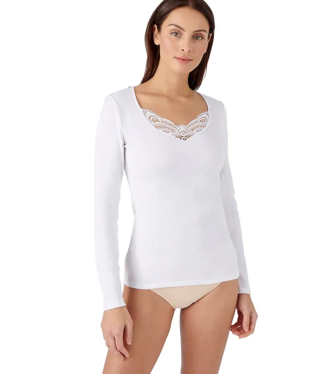 Damart Thermolactyl T-Shirt Manches Longues Fine côte Guipure maglia XS pizzo