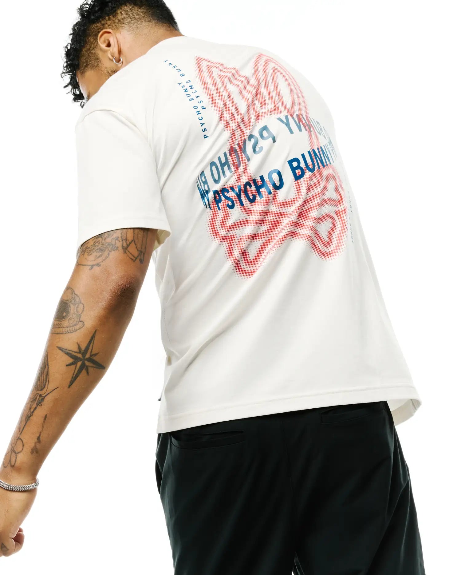 Psycho Bunny Men's Tees Alex Pima Cotton Back Graphic Tee MT0200372 maglietta ecru