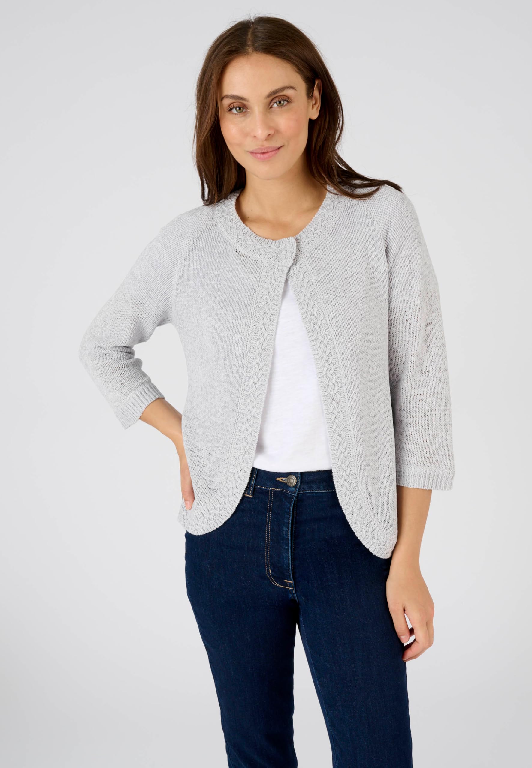 Damart Prêt-à-porter Gilet bolero Maglia Nastro Donna Grigio S maglia
