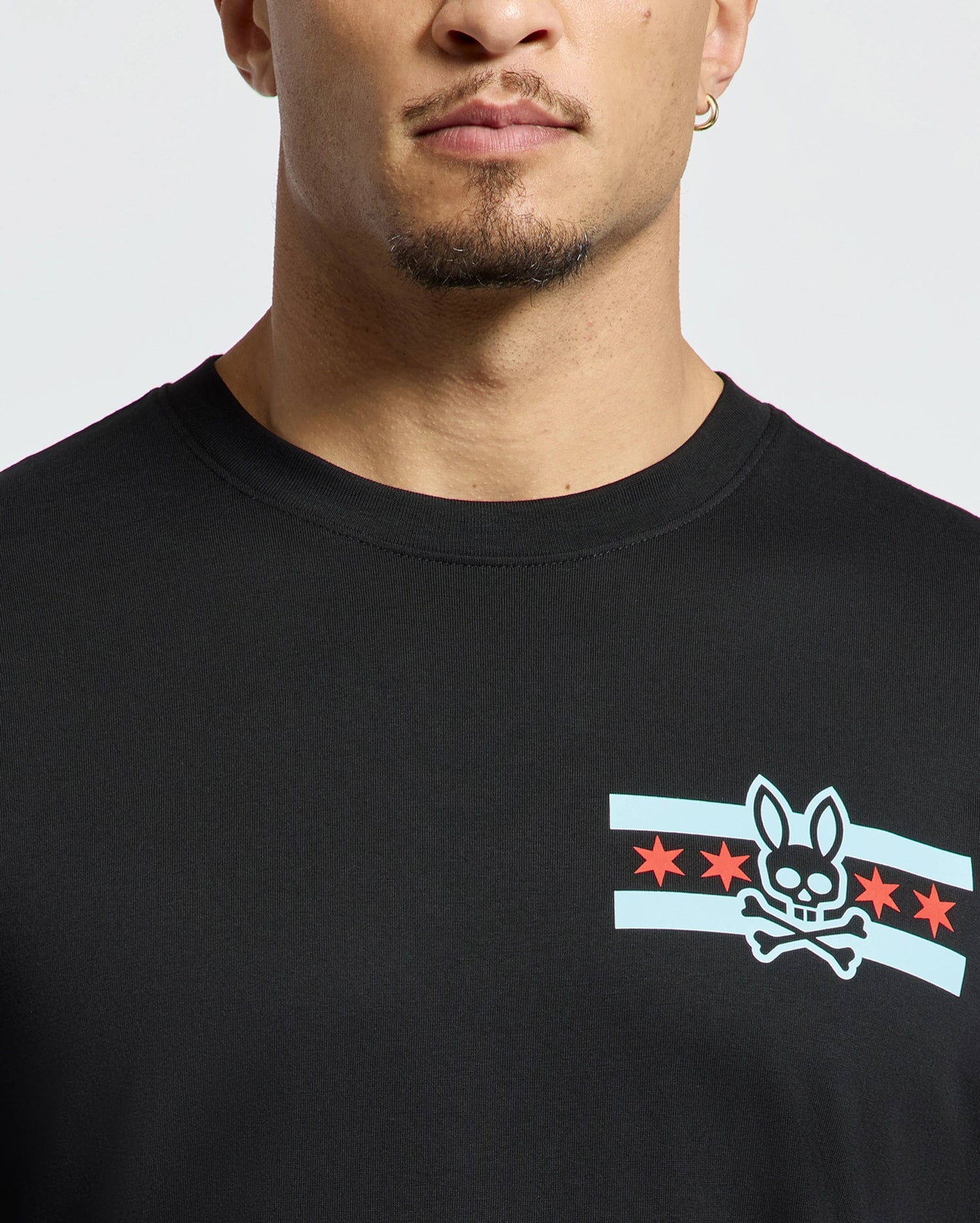 Psycho Bunny Men's Tees MENS CHICAGO TEE B6U551W1PC t-shirt nera in cotone Pima