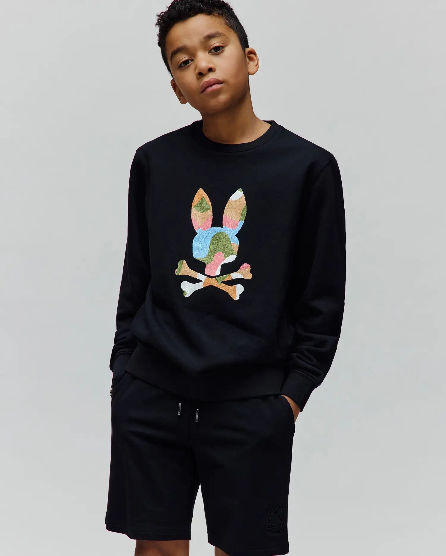 Psycho Bunny Kids Sweatshirts & Hoodies KIDS ARA CREW KT0500059 felpa nera