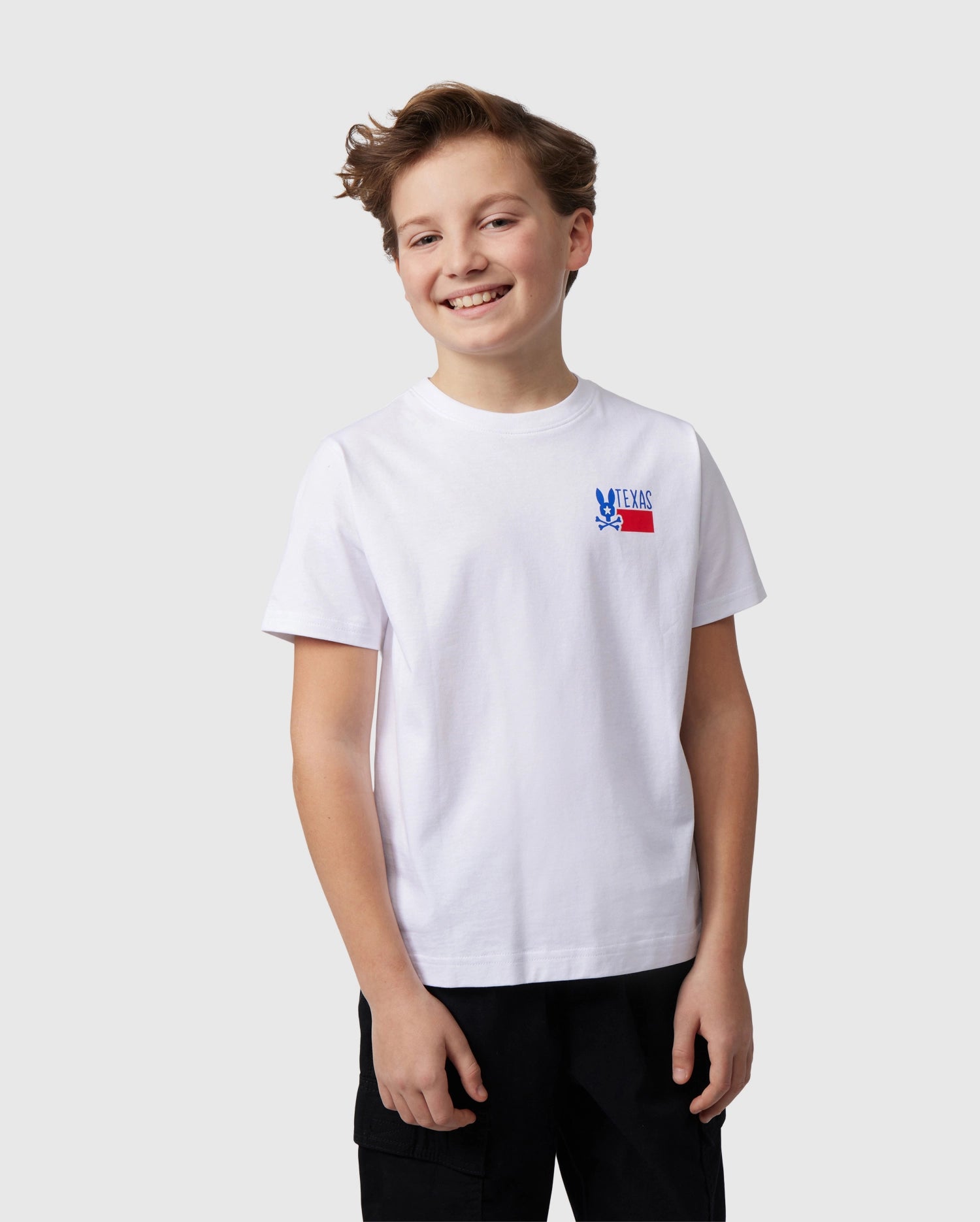 Psycho Bunny Kids Tees Texas City Tee maglietta 100 White in cotone Pima