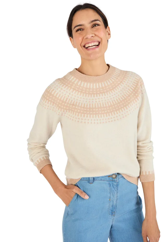 Damart Thermolactyl maglione da donna jacquard marrone beige