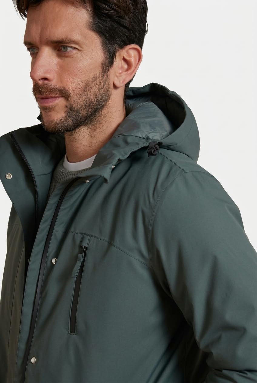 Damart Thermolactyl parka uomo grigio cachi taglia L impermeabile