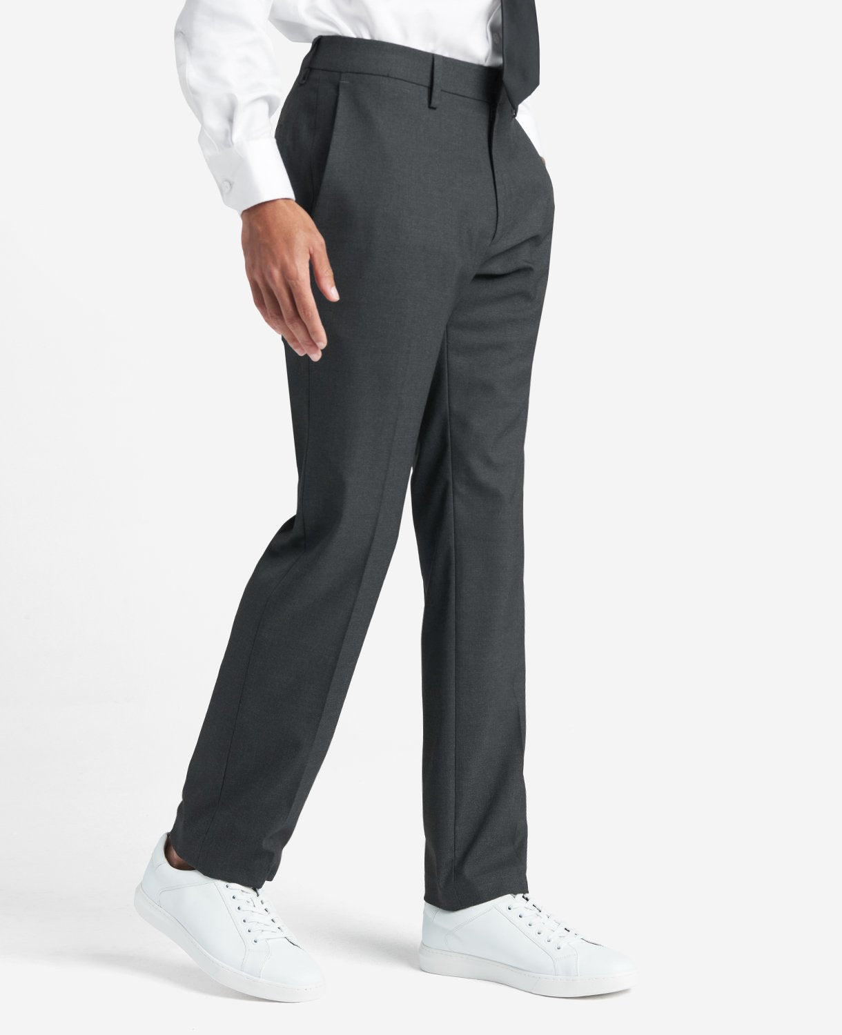 Kenneth Cole Reaction Clothing Slim-Fit Stretch Twill Dress Pant pantaloni grigio antracite 29-40 elasticizzati