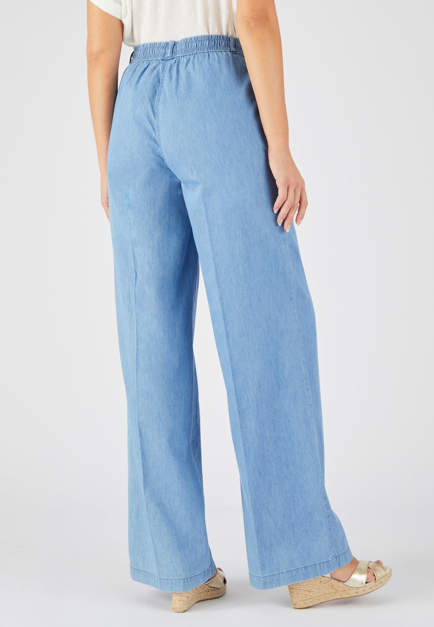 Damart Prêt-à-porter pantaloni larghi in chambray da donna blu denim medio