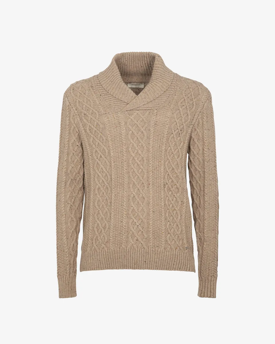 Markup Uomo Maglieria Maglia collo sciallato trecce maglia uomo