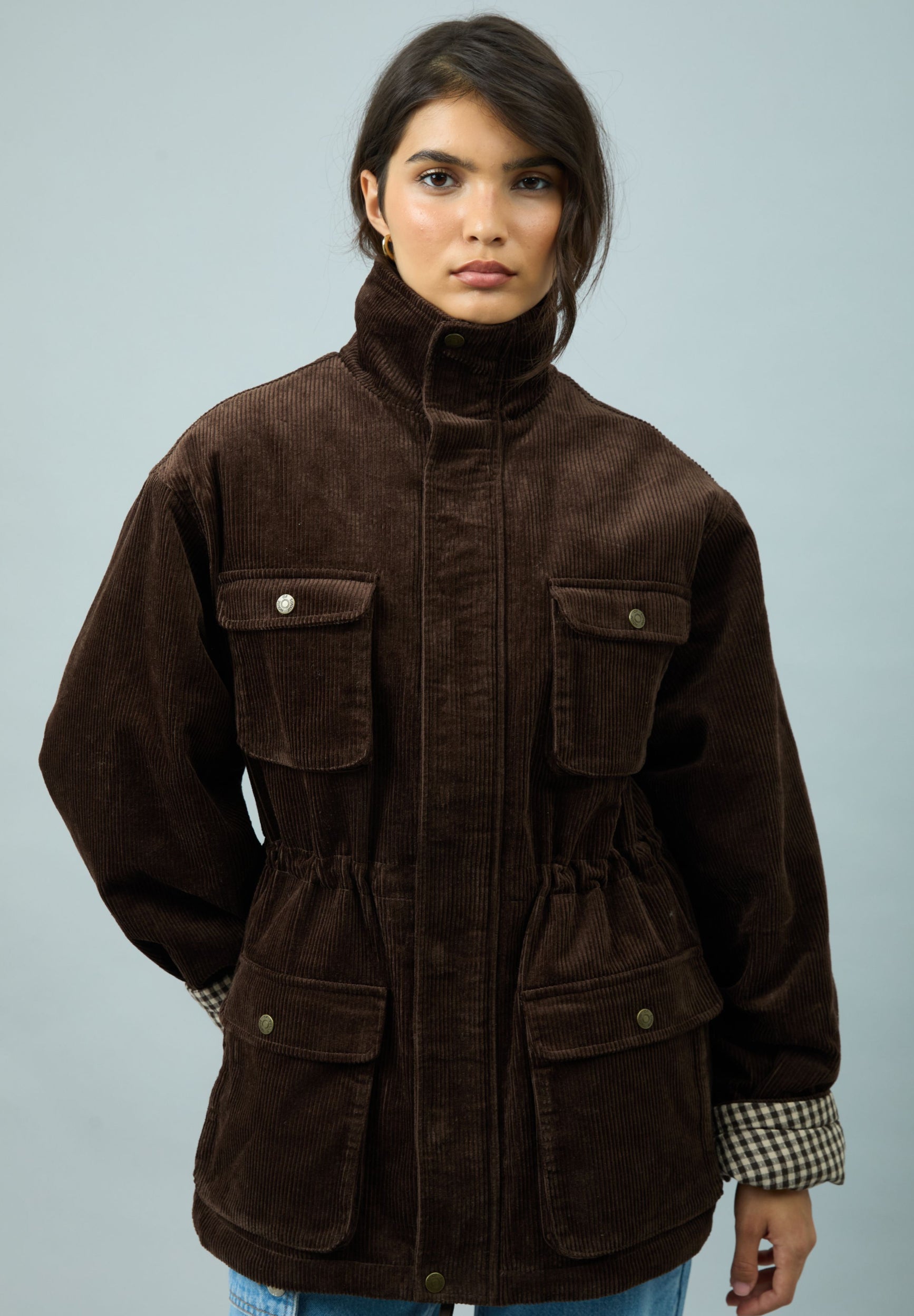 House Of Sunny Women's Jackets CORDUROY FUNNEL NECK JACKET giacca in velluto a coste marrone