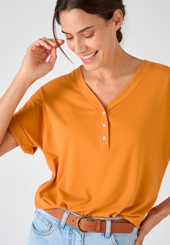 Damart Climatyl top fluido Mesh Jersey donna arancione ocra 50-52 scollo V