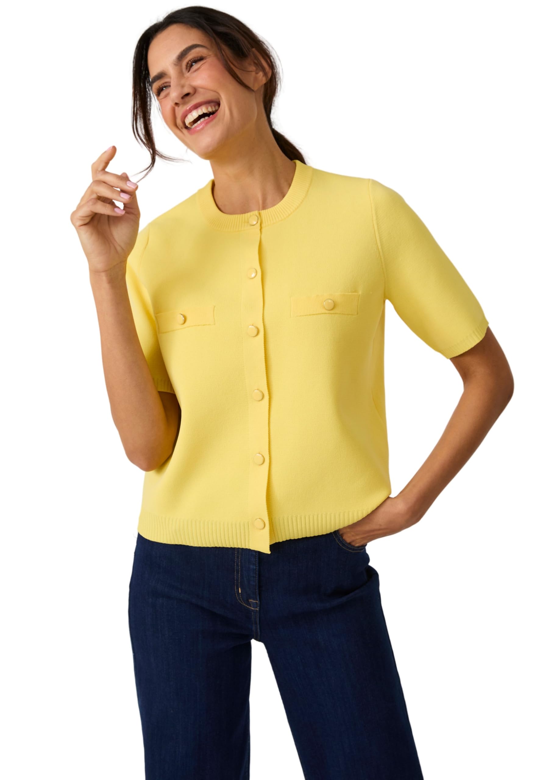Damart Prêt-à-porter cardigan maglia Milano donna manica corta bianco 38-40