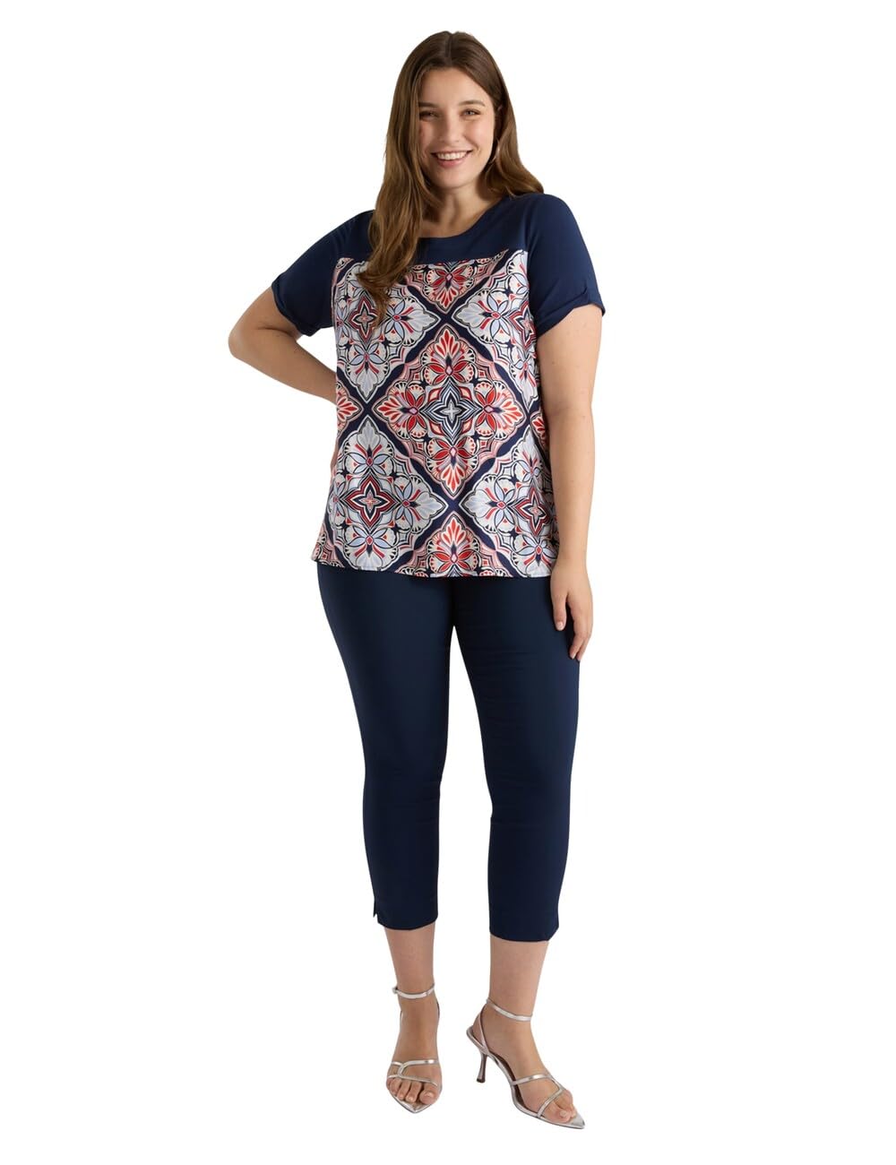 Fiorella Rubino Top e t-shirt T-Shirt con Inserto Stampato t-shirt M Plus jersey blu