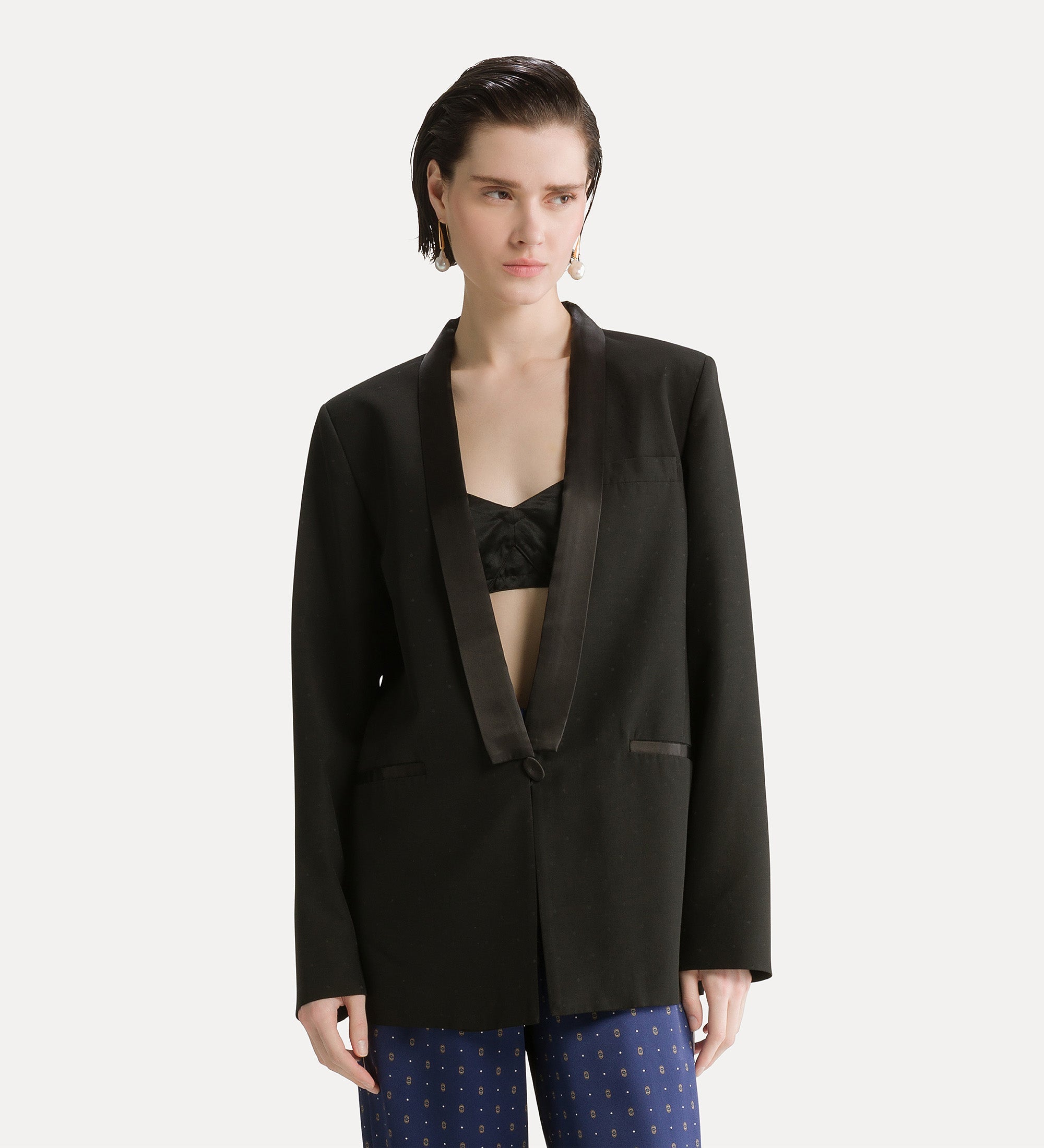 Forte giacche dinner jacket jacquard a pois nero