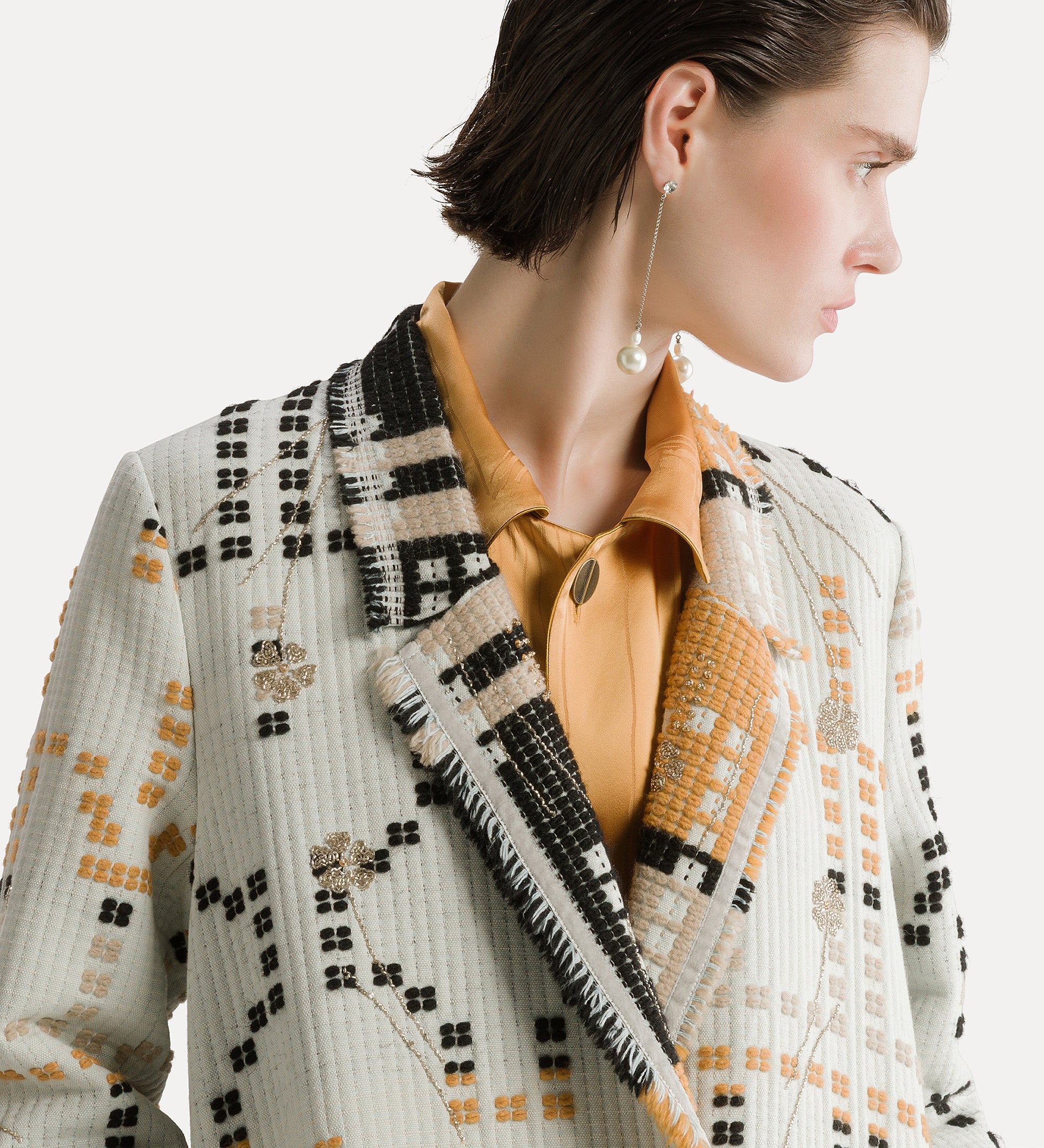 Forte capispalla e kimono Samarcanda cappotto lungo opale jacquard