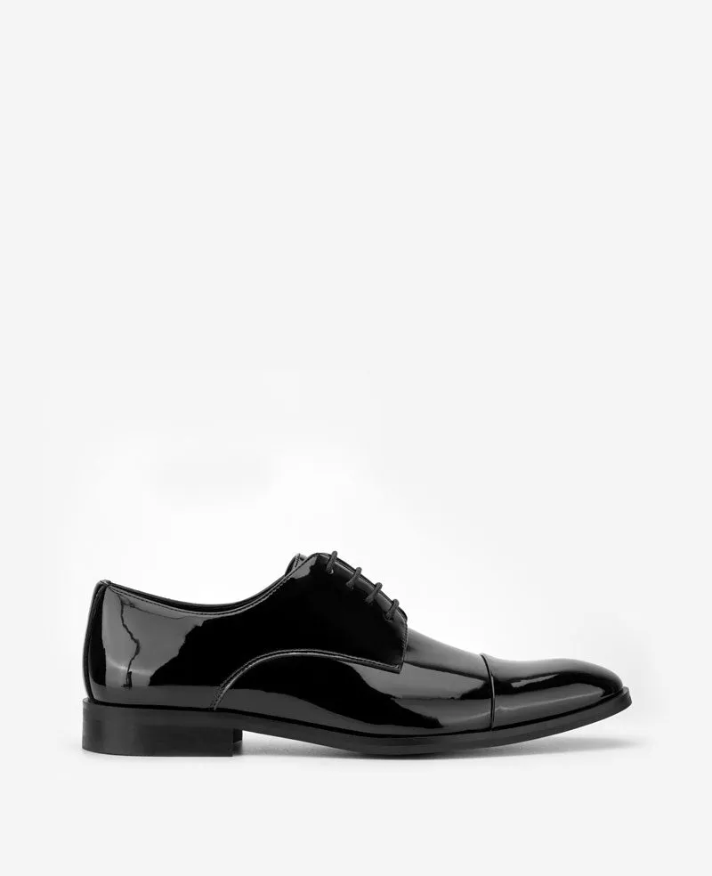 Kenneth Cole Reaction Shoes Hezner Patent Cap Toe Oxford scarpe Oxford nere verniciate