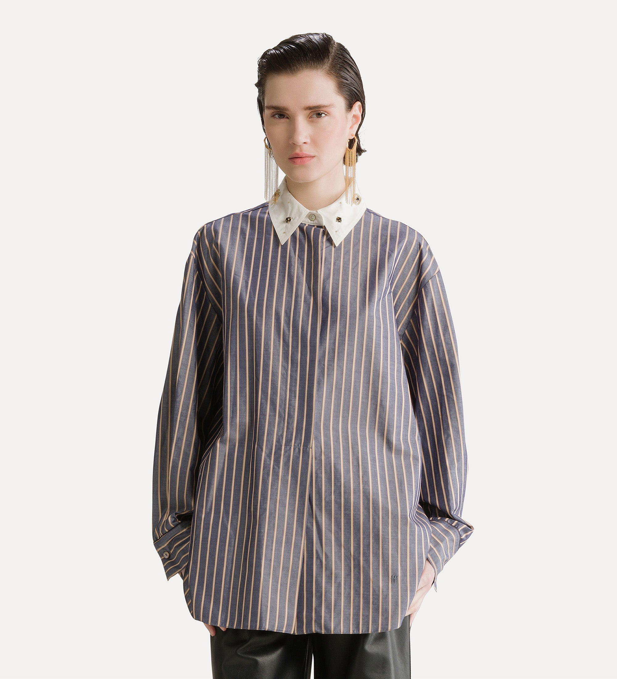 Forte camicie overshirt in popeline ricamato Notte