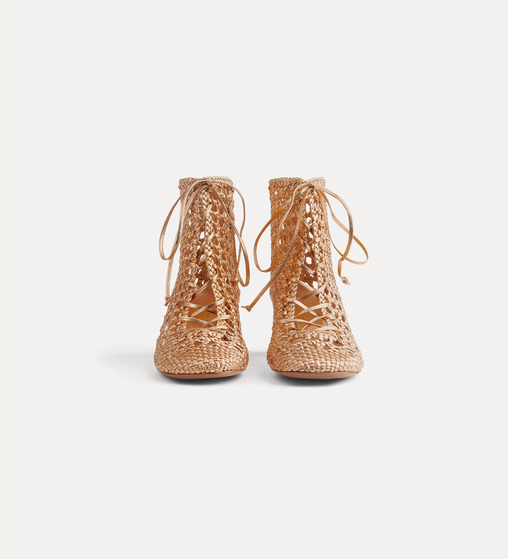 Forte scarpe My Penelope stivaletti rose gold pelle intrecciata
