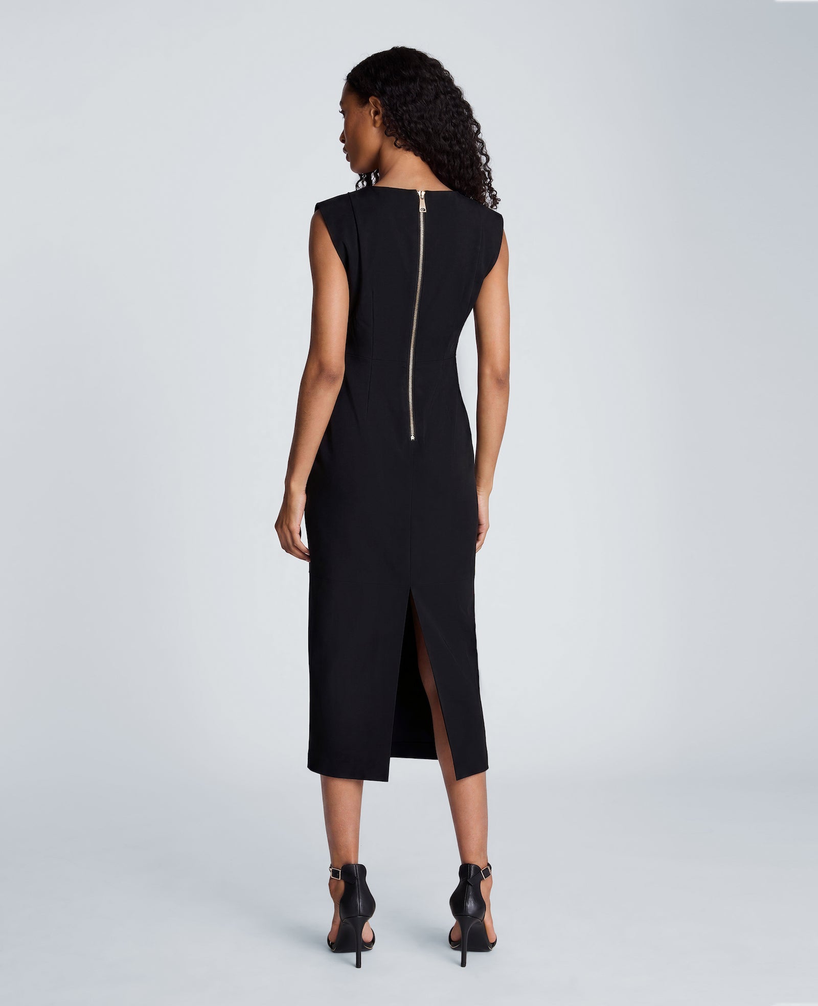Kenneth Cole Reaction Clothing Vegan Leather Dress abito midi nero in pelle vegana