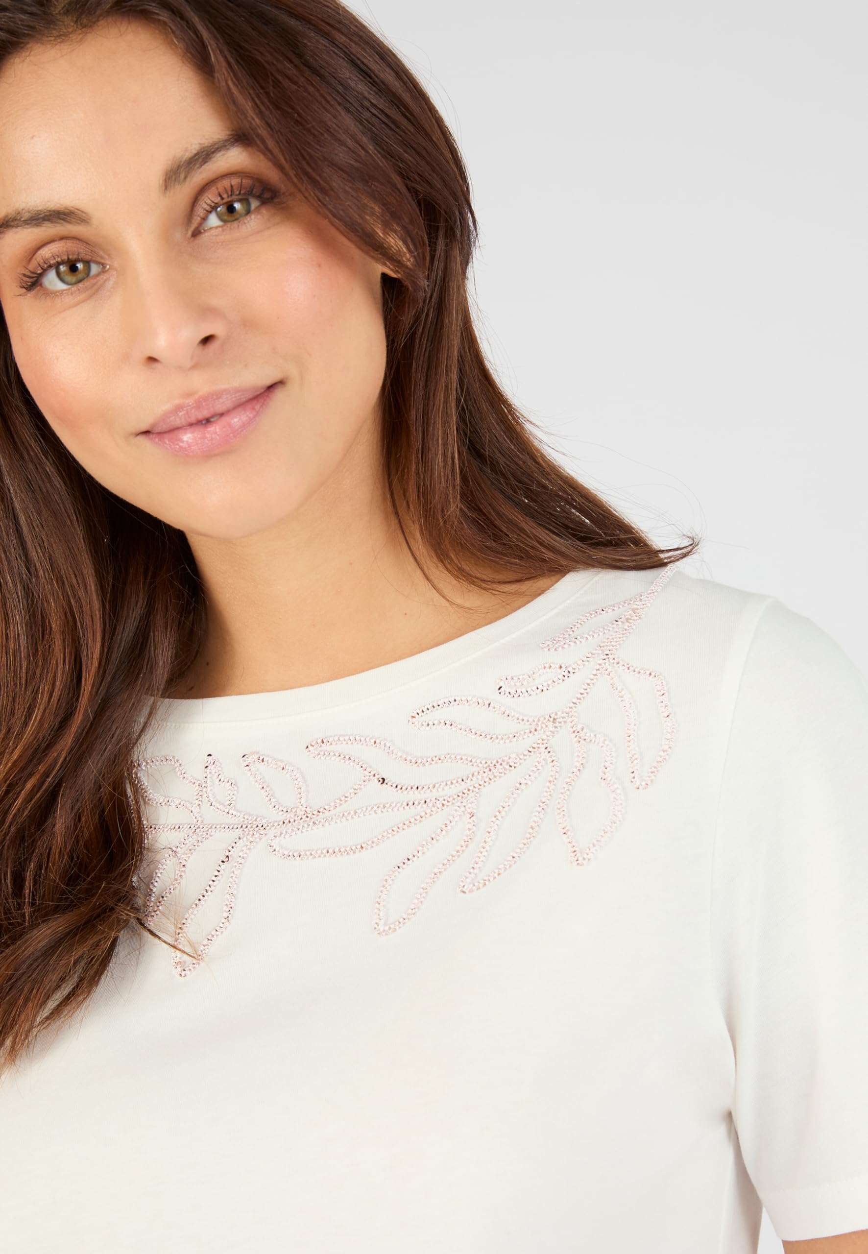 Damart Prêt-à-porter T-shirt Ricamo E Paillettes Puro Cotone Donna