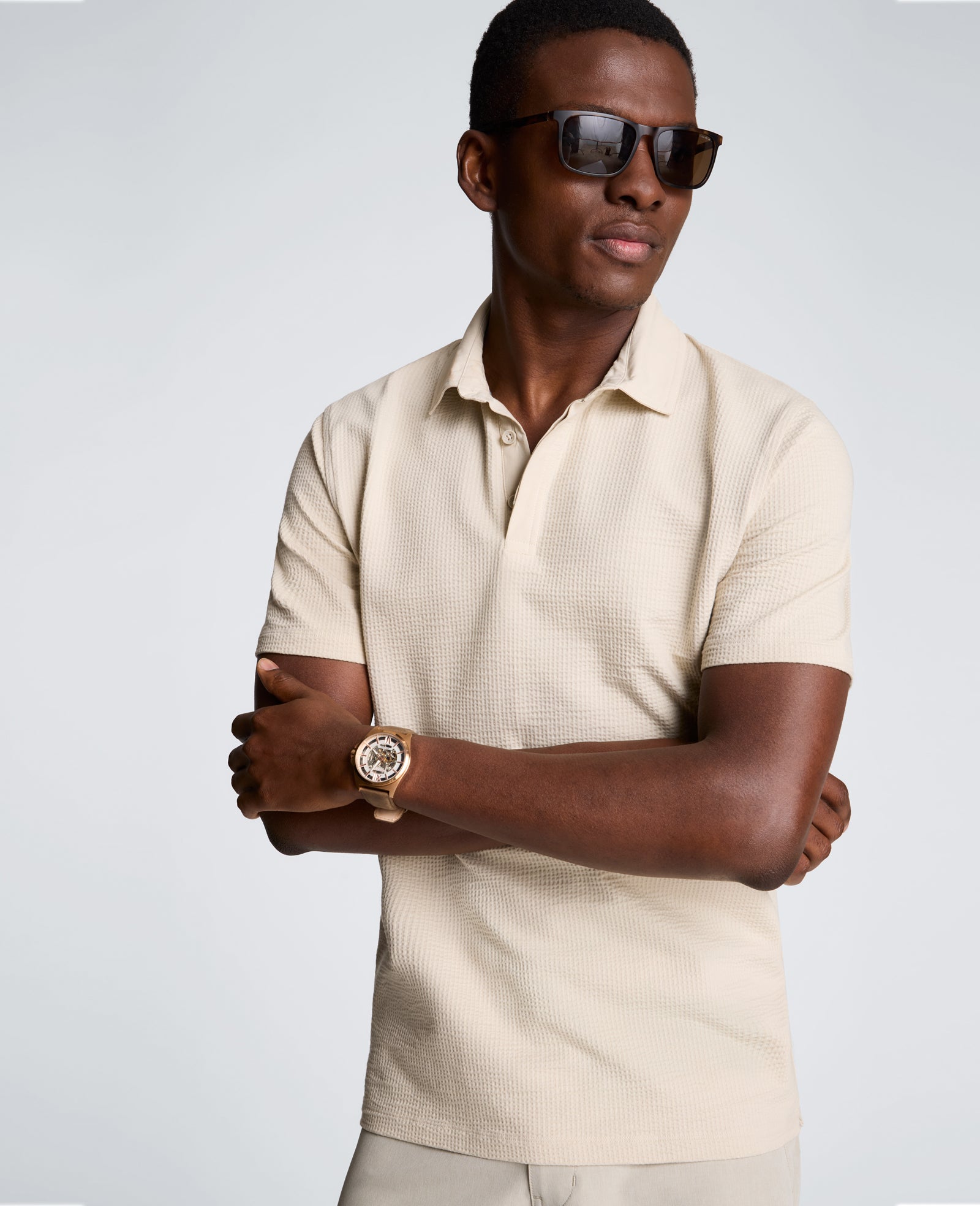 Kenneth Cole Reaction Clothing Mixed Media Polo polo uomo bianca