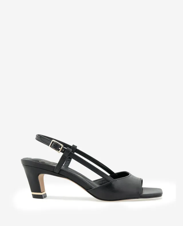 Kenneth Cole Reaction Shoes Anna Leather Open Toe Slingback Sandal nero pelle