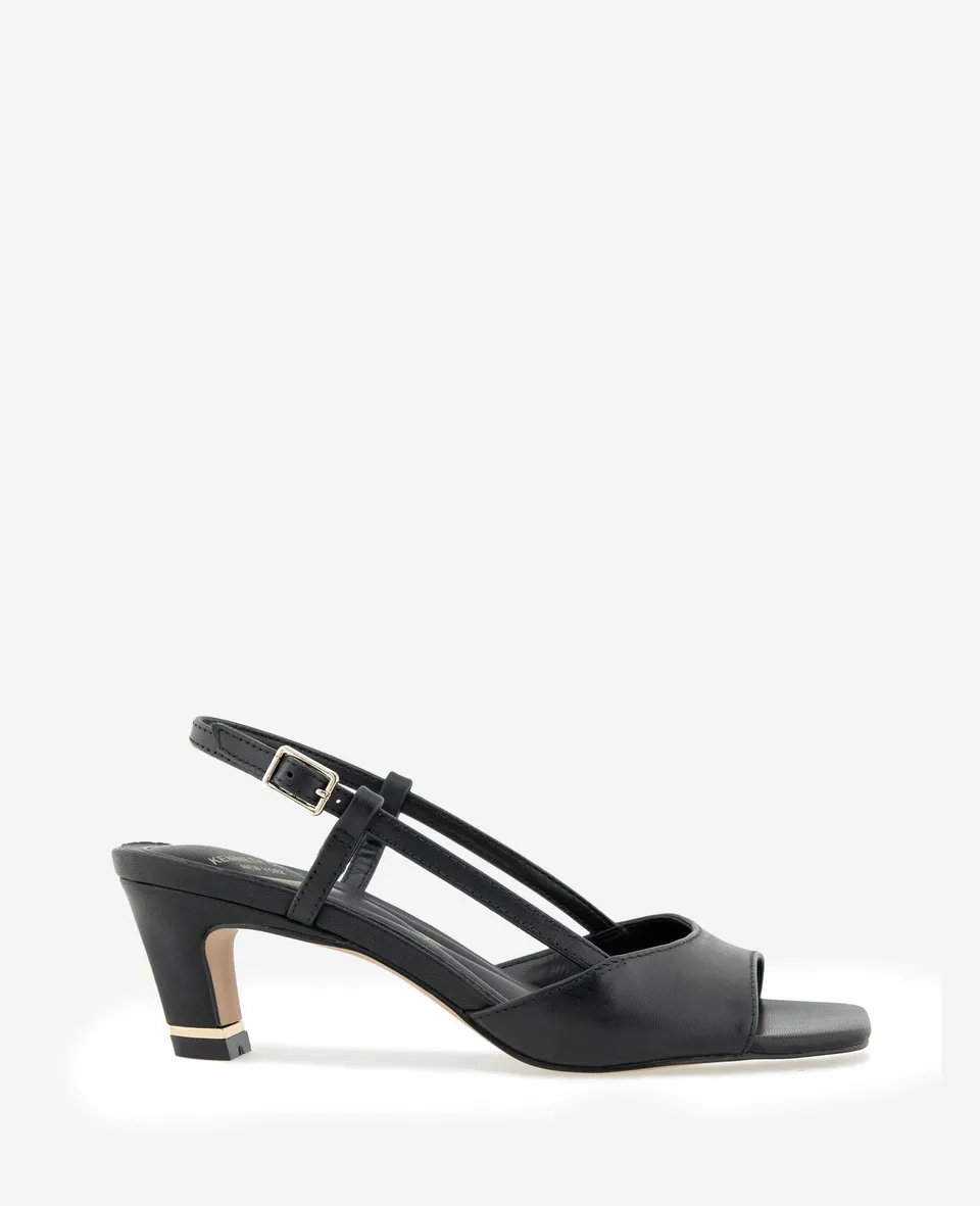 Kenneth Cole Reaction Shoes Anna Leather Open Toe Slingback Sandal nero pelle