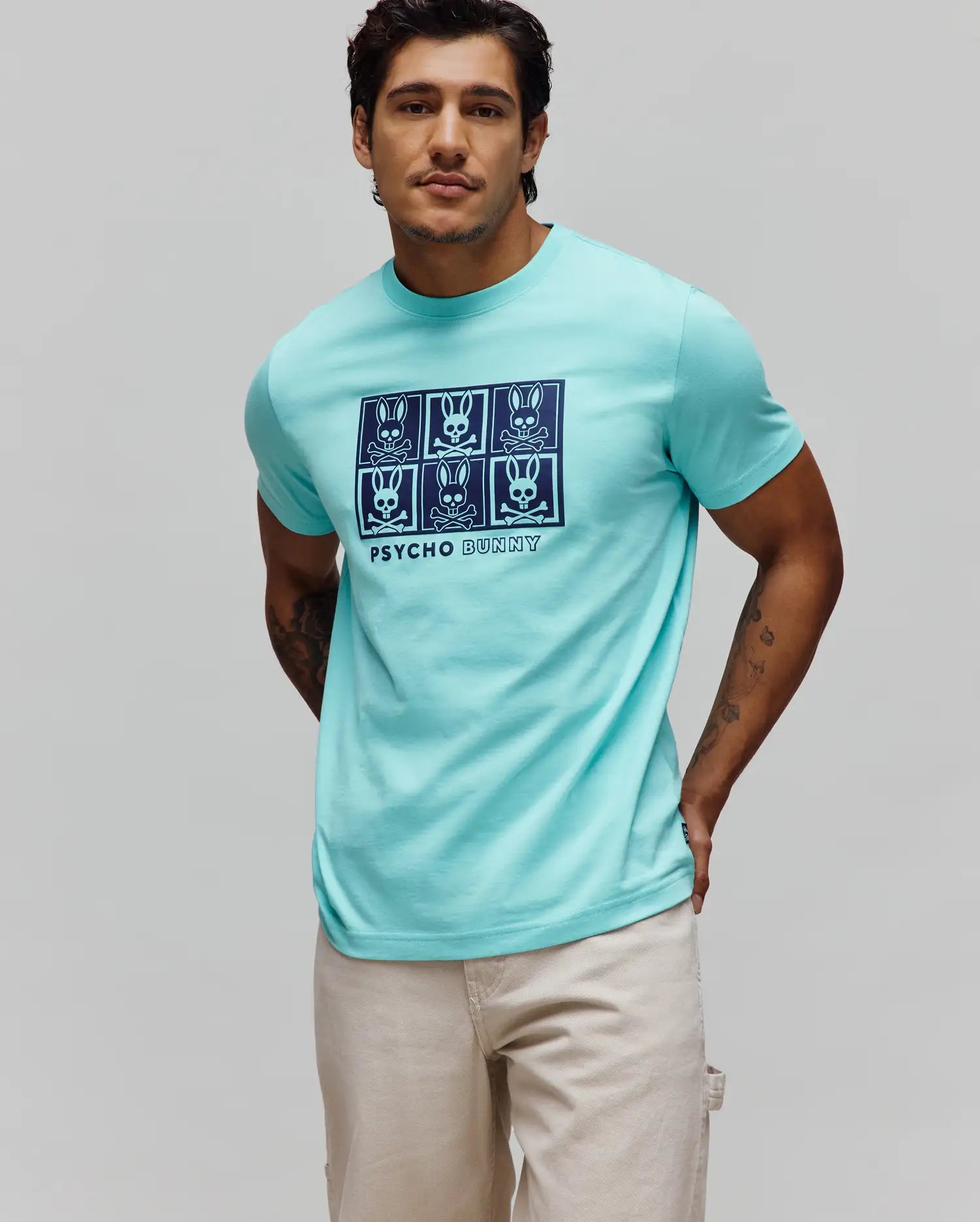 Psycho Bunny Men's Tees Men's Keon Graphic Tee MT0200402 t-shirt sabbia