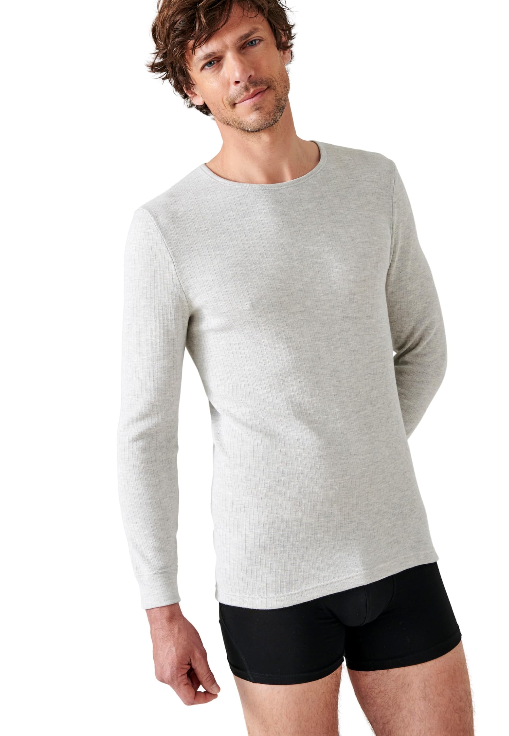 Damart Prêt-à-porter Tee Shirt Manches Longues maglia uomo bianca S double face