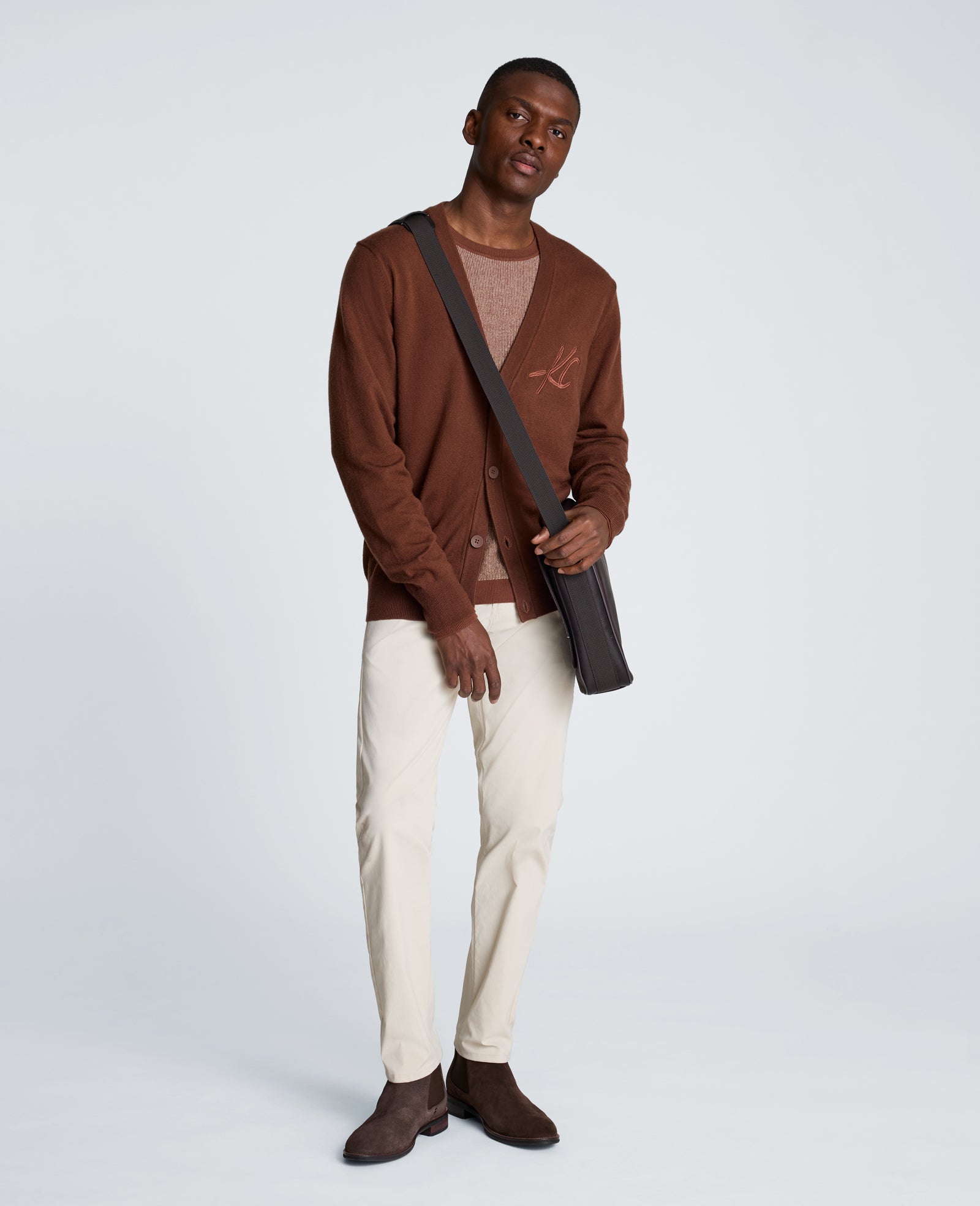 Kenneth Cole Reaction Clothing Logo Cardigan cardigan Brick
