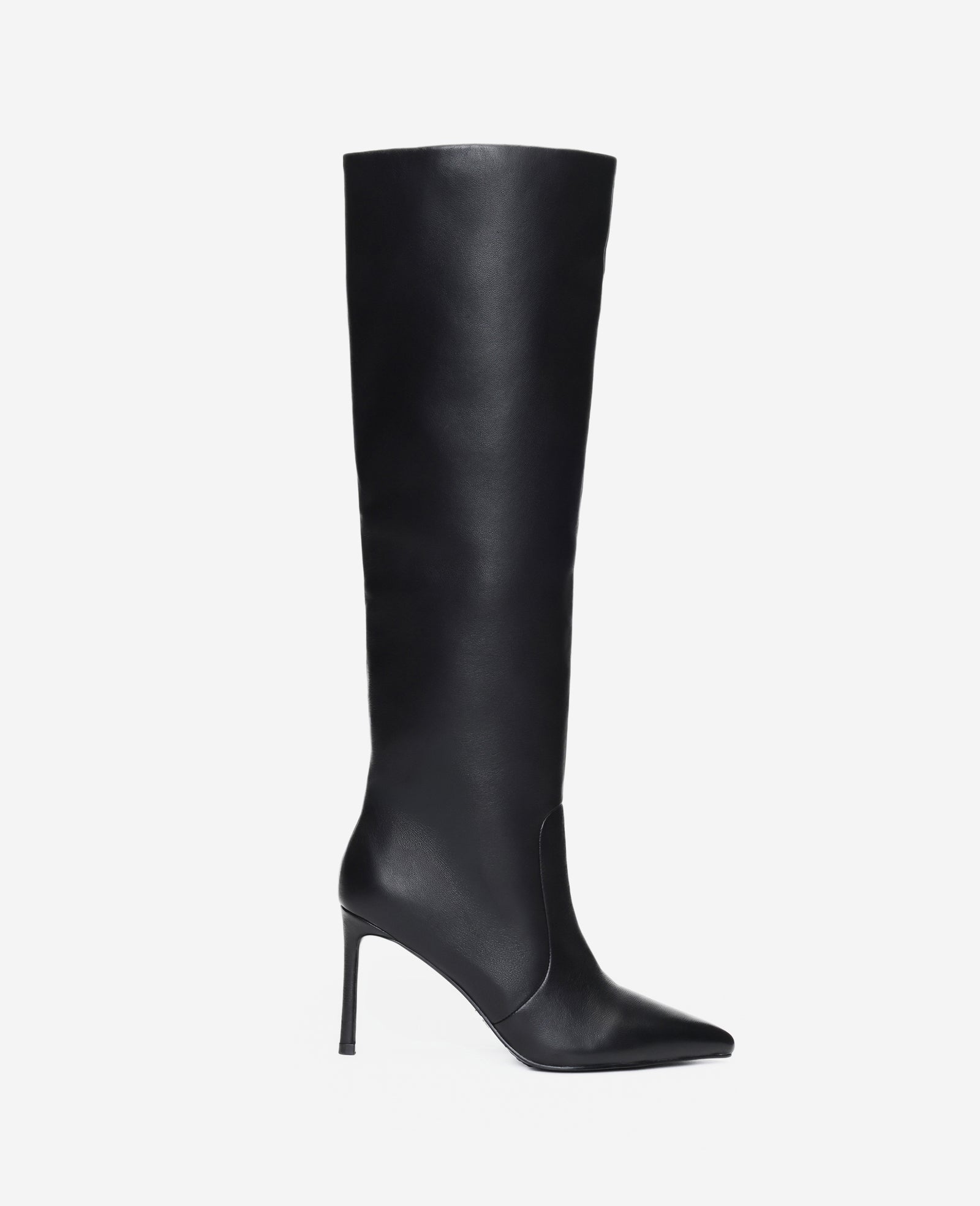 Kenneth Cole Reaction Yazzy Leather Tall Point Toe Boot stivale alto nero in pelle