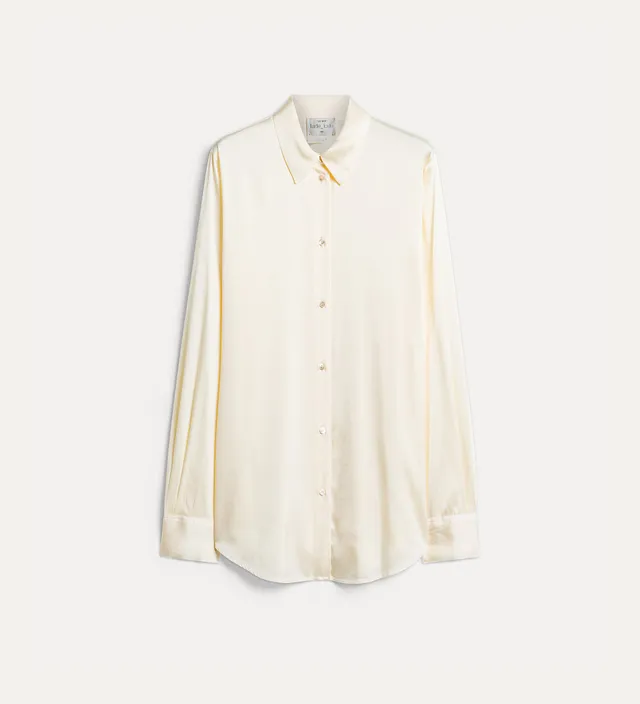 Forte camicie Heavy silk satin shirt camicia avorio in raso di seta