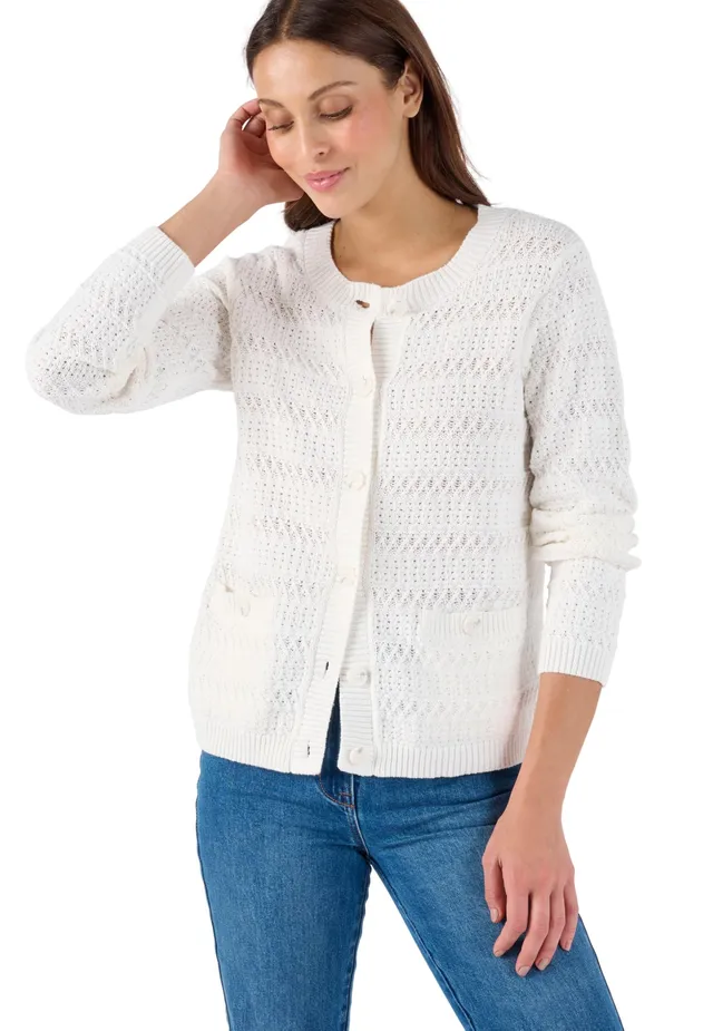 Damart Prêt-à-porter Cardigan Corto Maglia Cardigan taglia 54-56 in cotone