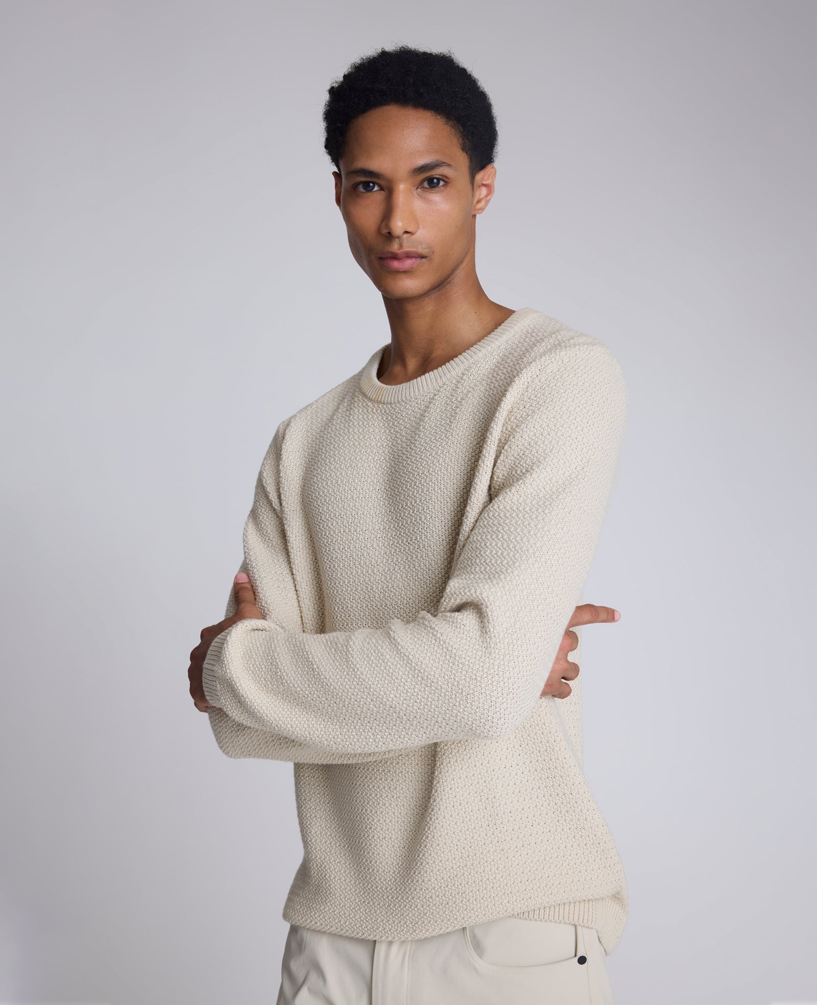 Kenneth Cole Reaction Clothing Popcorn Crew maglione girocollo avorio