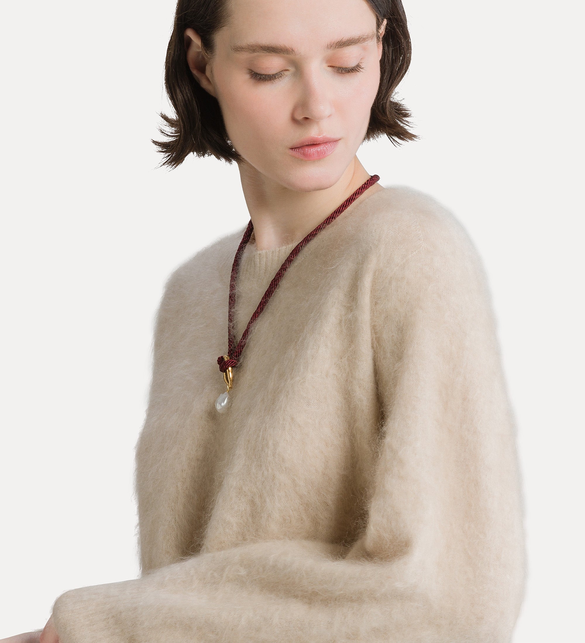 Forte maglieria cashmere crew-neck jumper maglione ecru cashmere puro