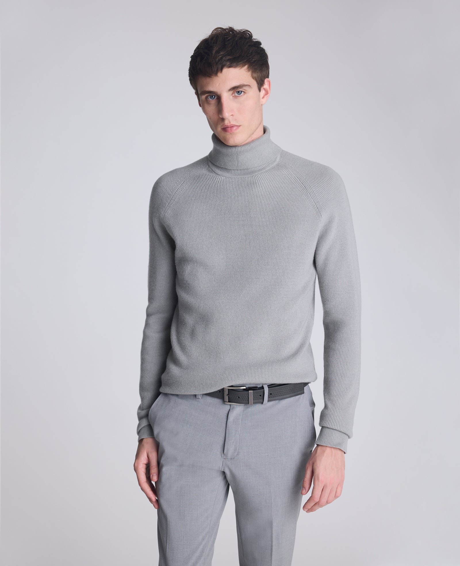 Kenneth Cole Reaction Clothing Foldover Turtleneck Sweater dolcevita grigio melange
