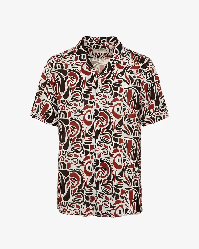 Markup Uomo Camicie Camicia in lino stampato collo riviera