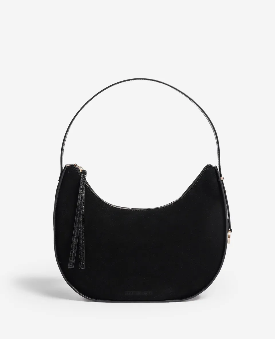 Kenneth Cole Reaction Bags Chelsea Medium Suede Hobo Bag borsa hobo nera in pelle