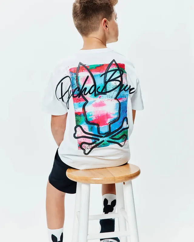Psycho Bunny Kids Tees Isaac Relaxed Fit Tee maglietta bianca oversize