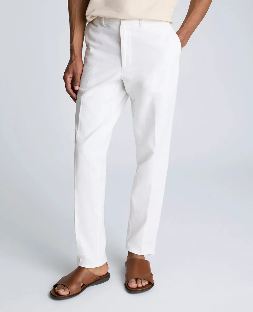 Kenneth Cole Reaction Clothing Linen Blend Slim Fit Flat Front Chino Pant pantaloni chino bianchi 29/30 lino-cotone