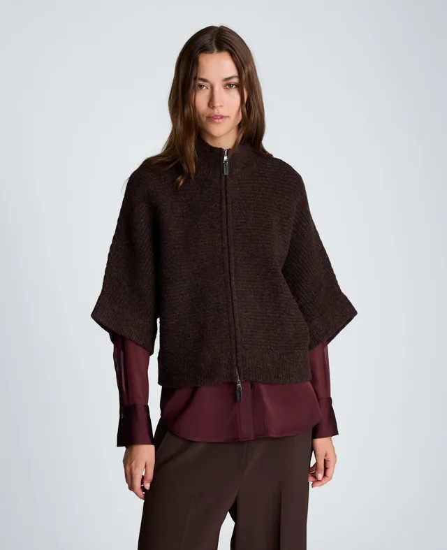 Kenneth Cole Reaction Clothing Elbow Sleeve Doleman Zip Cardigan cardigan Med Bark Heather