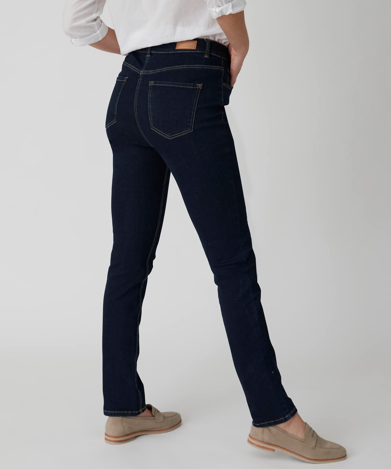 Damart Prêt-à-porter Slim Vita Alta da donna jeans aderenti blu denim scuro 52