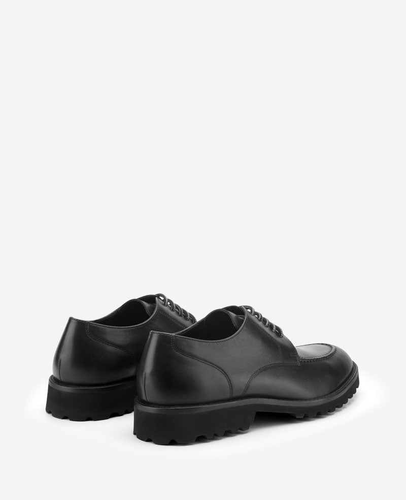 Kenneth Cole Reaction Rosco Lug Sole Lace Up Derby scarpe derby nere in pelle