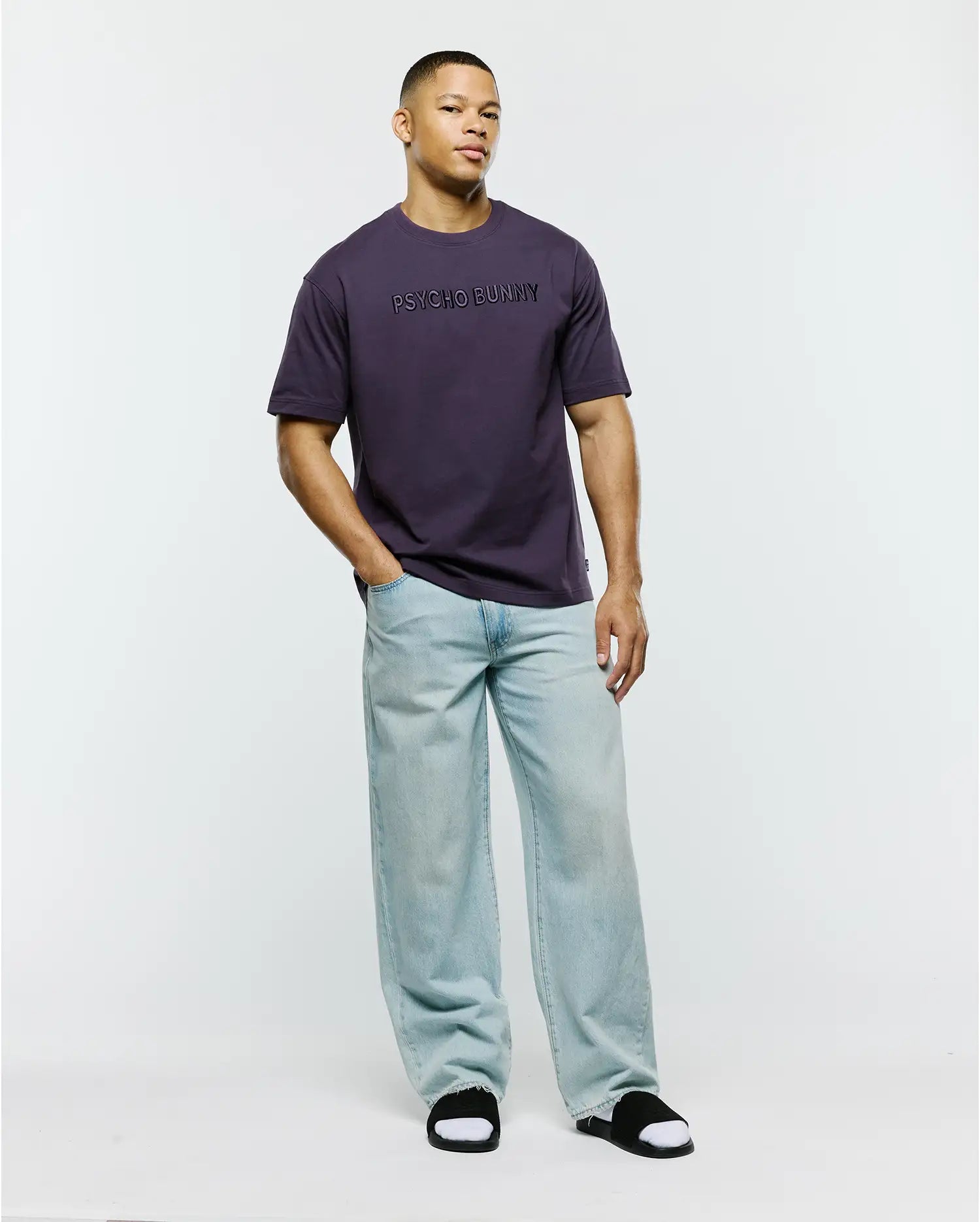 Psycho Bunny Men's Tees WINDCREST OVERSIZED TEE MT0200538 maglietta oversize viola