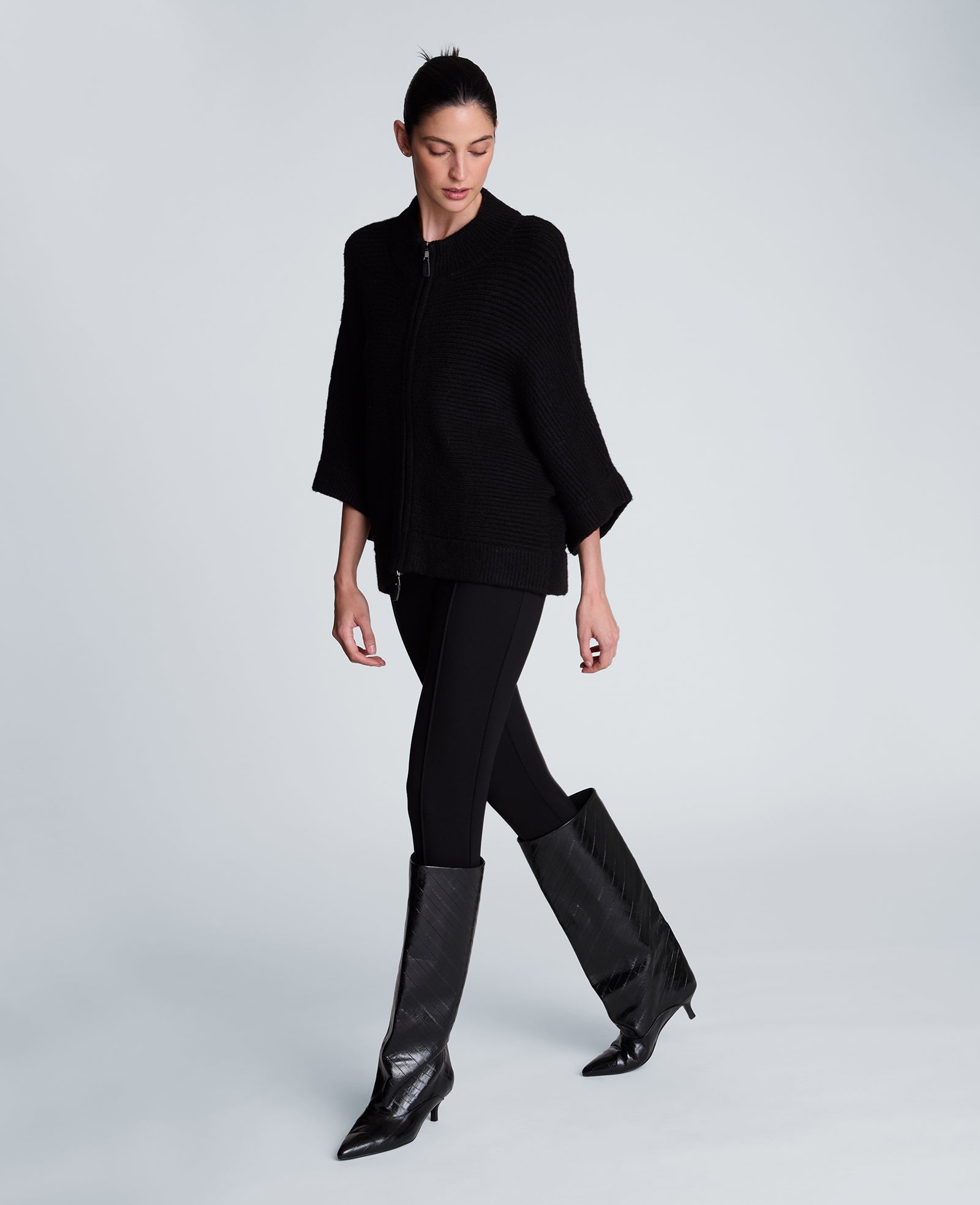 Kenneth Cole Clothing Elbow Sleeve Doleman Zip Cardigan cardigan nero con zip