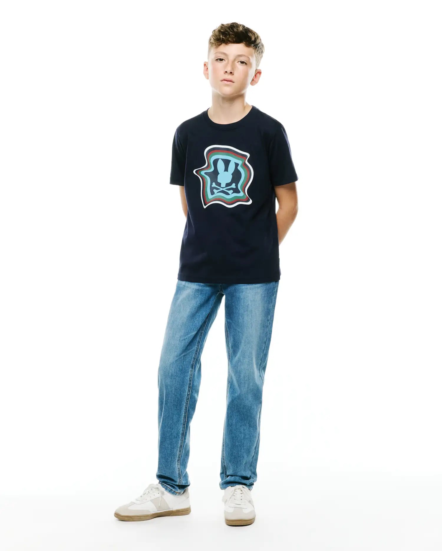 Psycho Bunny Kids Tees Klaus Graphic Tee t-shirt blu con stampa