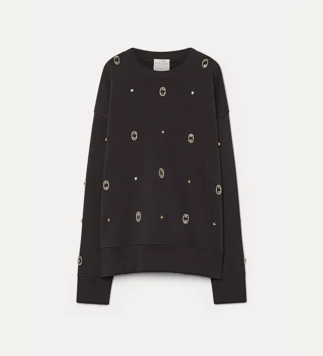 Forte top cotton crew-neck sweatshirt with “le club” embroidery felpa notte in cotone